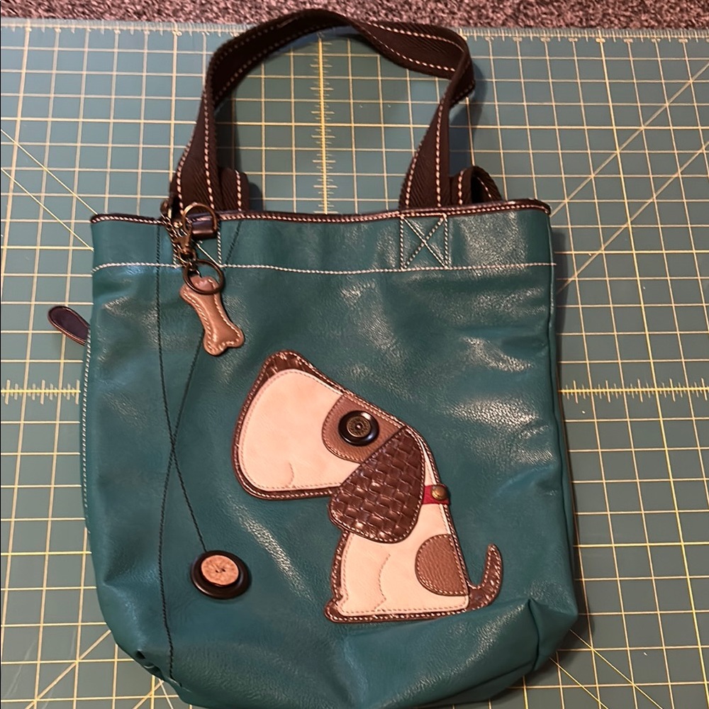 LN green dog theme tote bag